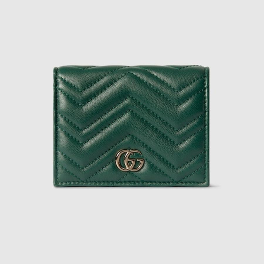 グッチ GUCCI レディース ダブルG カードケース ウォレット 財布【グリーン レザー 】【送料無料】【正規品】