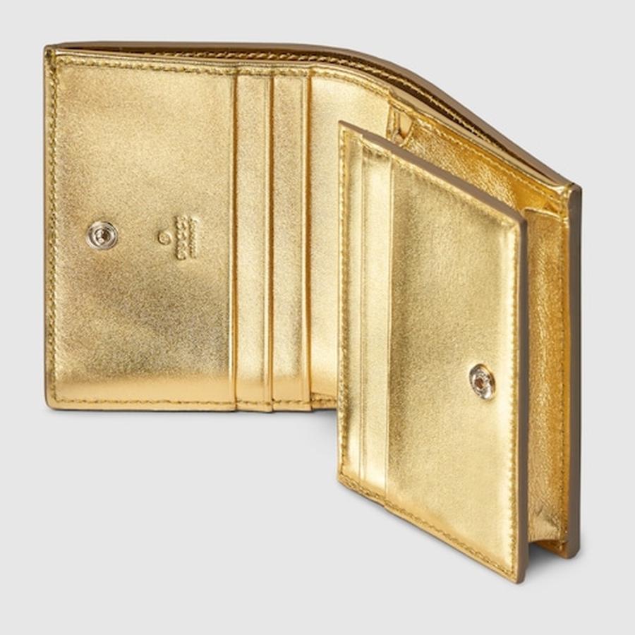 グッチ GUCCI レディース ダブルG パイソン スモールウォレット 財布【メタリックゴールド 】【送料無料】【正規品】の画像