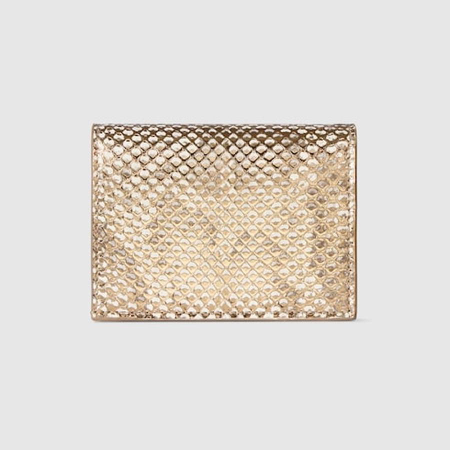 グッチ GUCCI レディース ダブルG パイソン スモールウォレット 財布【メタリックゴールド 】【送料無料】【正規品】の画像