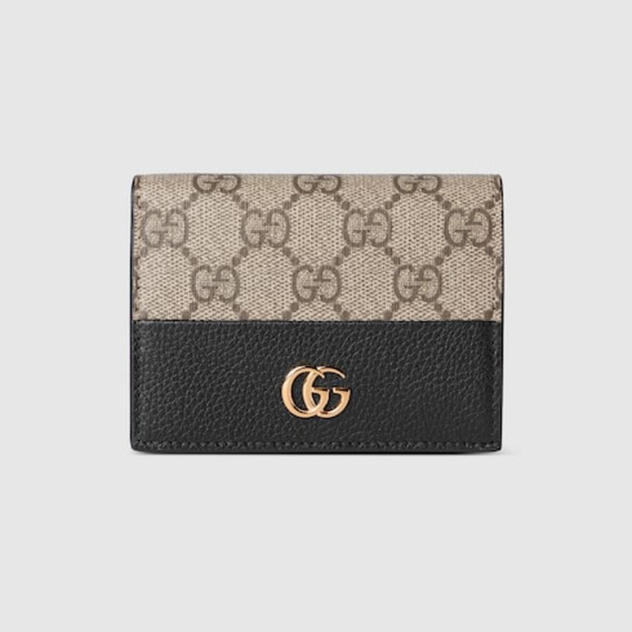 グッチ GUCCI レディース ダブルG バイカラー カードケース ウォレット 財布【ベージュ＆ブラック レザー 】【送料無料】【正規品】