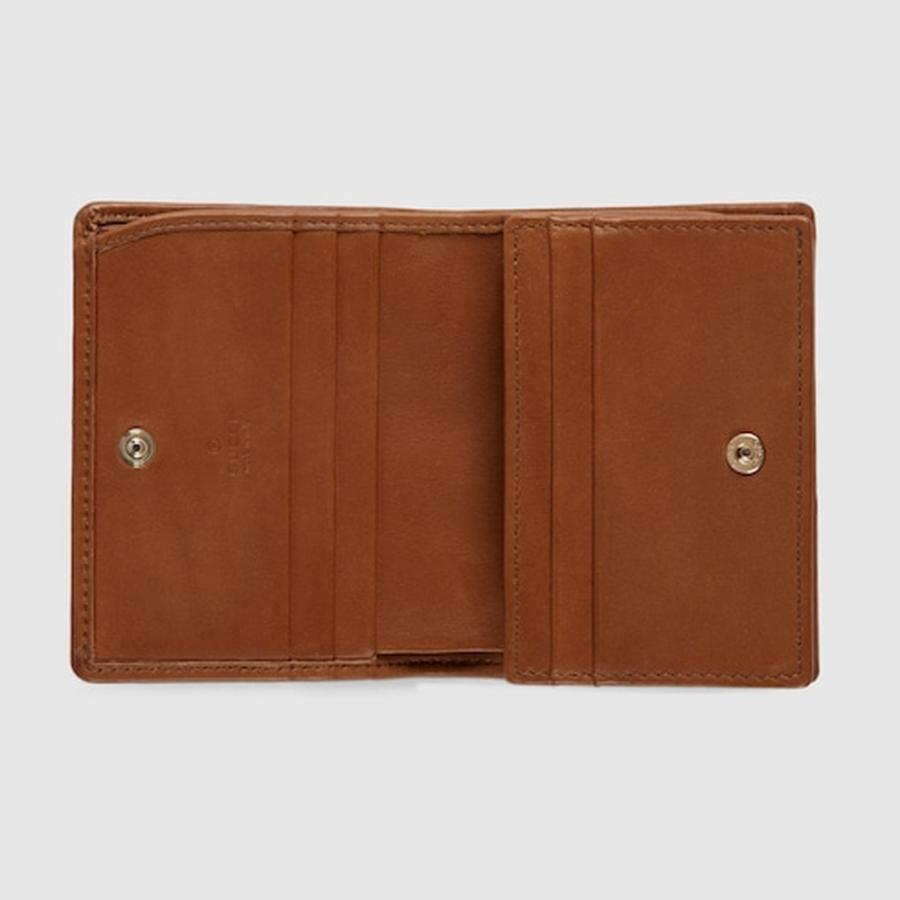グッチ GUCCI レディース GGエンブレム スモールウォレット 財布【ベージュ＆ダークブラウン GGファブリック 】【送料無料】【正規品】の画像