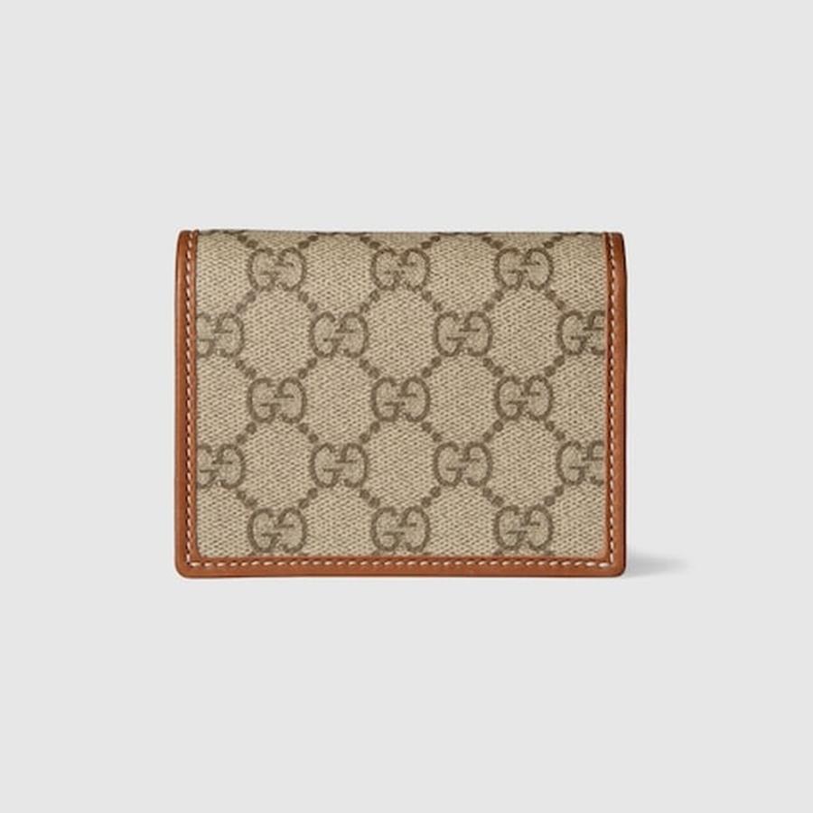 グッチ GUCCI レディース GGエンブレム スモールウォレット 財布【ベージュ＆ダークブラウン GGファブリック 】【送料無料】【正規品】の画像