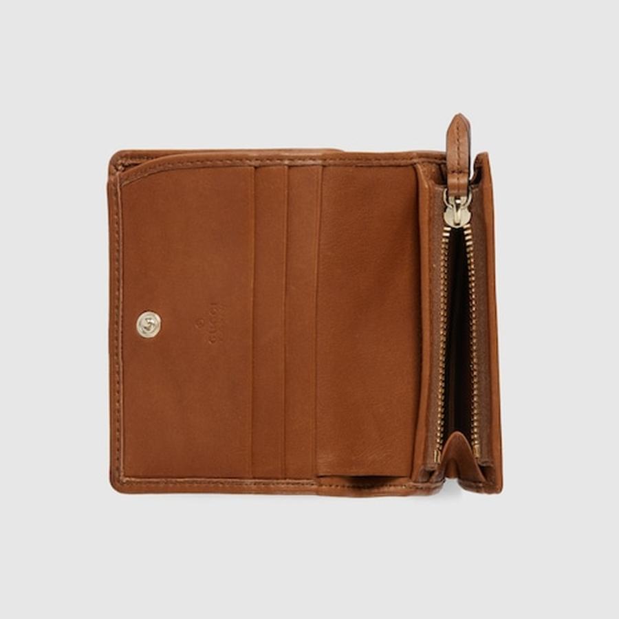 グッチ GUCCI レディース GGエンブレム スモールウォレット 財布【ベージュ＆ダークブラウン GGファブリック 】【送料無料】【正規品】の画像
