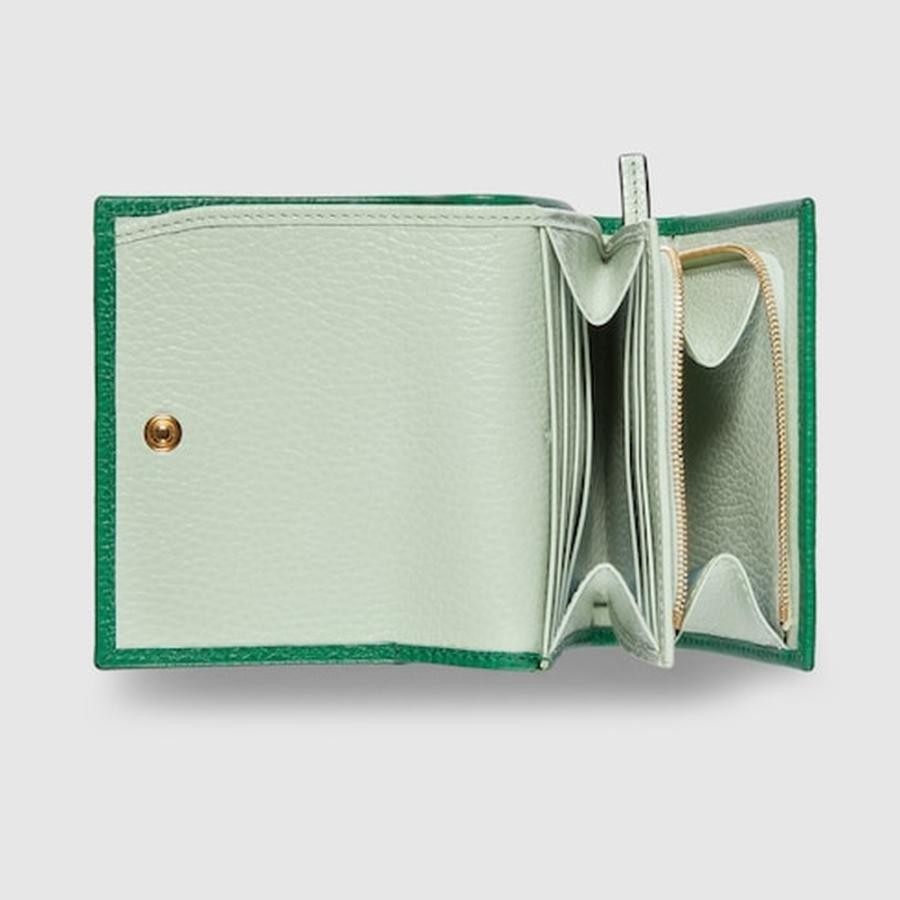 グッチ GUCCI レディース ダブルG ミディアム ウォレット 財布【グリーン レザー 】【送料無料】【正規品】の画像