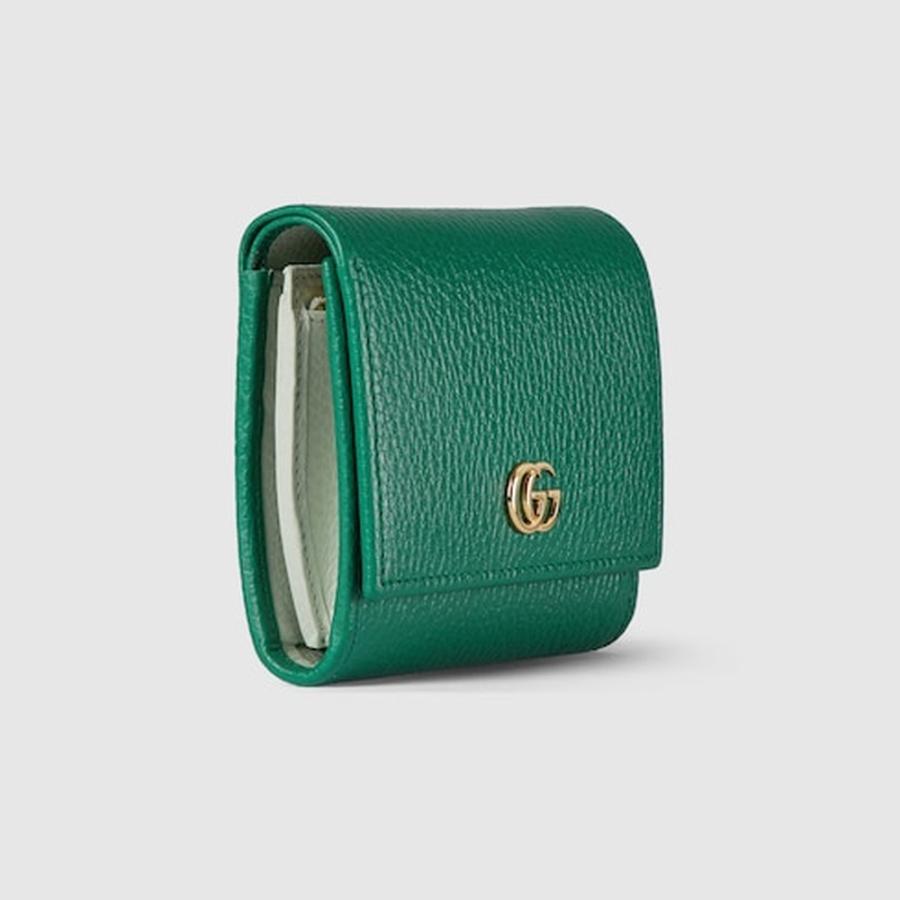グッチ GUCCI レディース ダブルG ミディアム ウォレット 財布【グリーン レザー 】【送料無料】【正規品】の画像