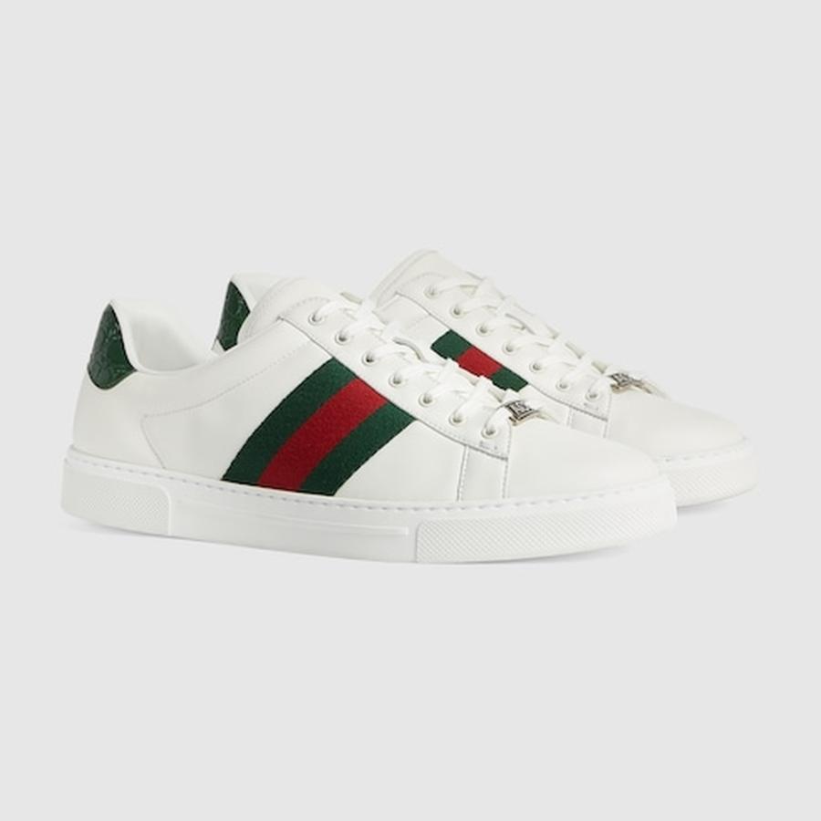 グッチ GUCCI メンズ エース ウェブ ストライプ スニーカー【ホワイト レザー 】【送料無料】【正規品】の画像