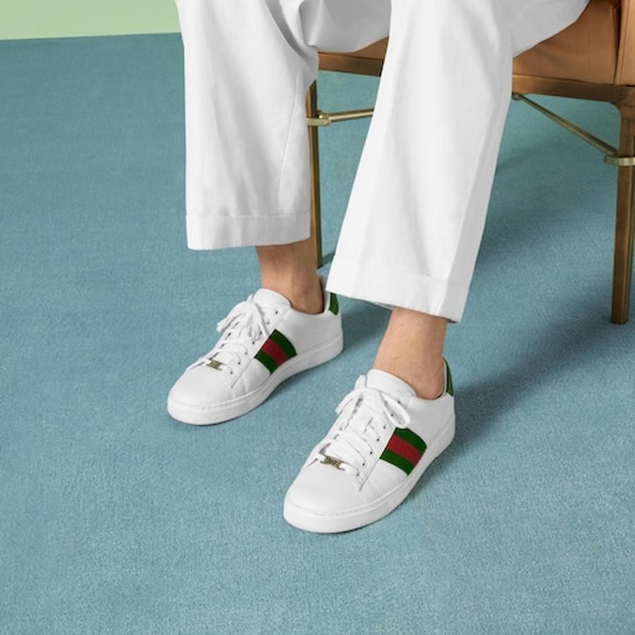 グッチ GUCCI メンズ エース ウェブ ストライプ スニーカー【ホワイト レザー 】【送料無料】【正規品】の画像