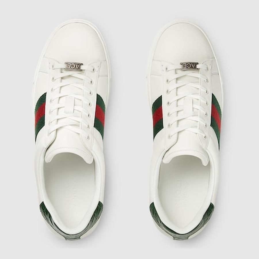 グッチ GUCCI メンズ エース ウェブ ストライプ スニーカー【ホワイト レザー 】【送料無料】【正規品】の画像