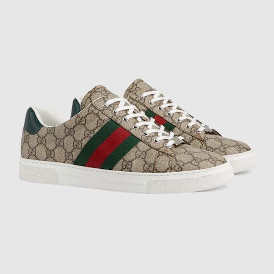 グッチ GUCCI メンズ エース ウェブ ストライプ スニーカー【ベージュ＆エボニー GGスプリーム キャンバス 】【送料無料】【正規品】の画像