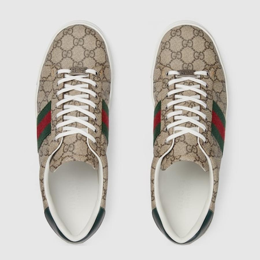 グッチ GUCCI メンズ エース ウェブ ストライプ スニーカー【ベージュ＆エボニー GGスプリーム キャンバス 】【送料無料】【正規品】の画像