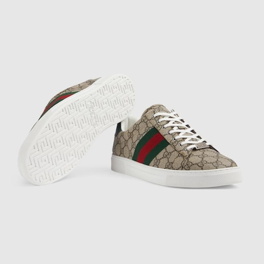 グッチ GUCCI メンズ エース ウェブ ストライプ スニーカー【ベージュ＆エボニー GGスプリーム キャンバス 】【送料無料】【正規品】の画像