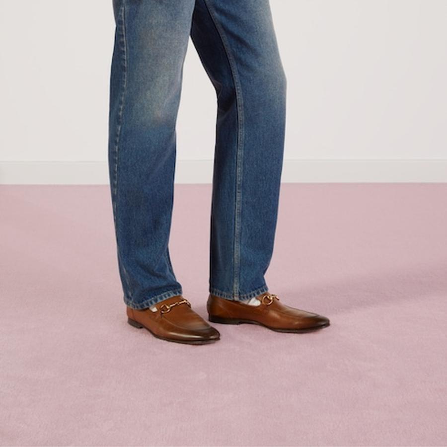 グッチ GUCCI メンズ ヨルダーン ホースビット ローファー【ブラウン レザー 】【送料無料】【正規品】の画像