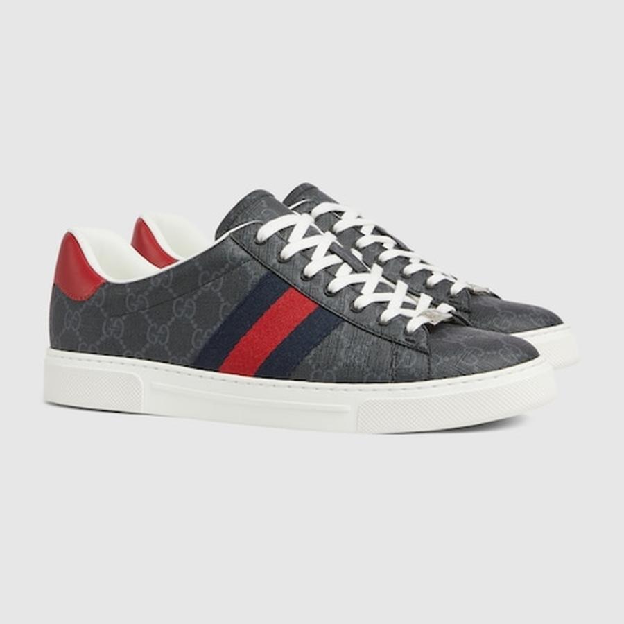 グッチ GUCCI メンズ エース ウェブ ストライプ スニーカー【ブラック GGスプリーム キャンバス 】【送料無料】【正規品】の画像