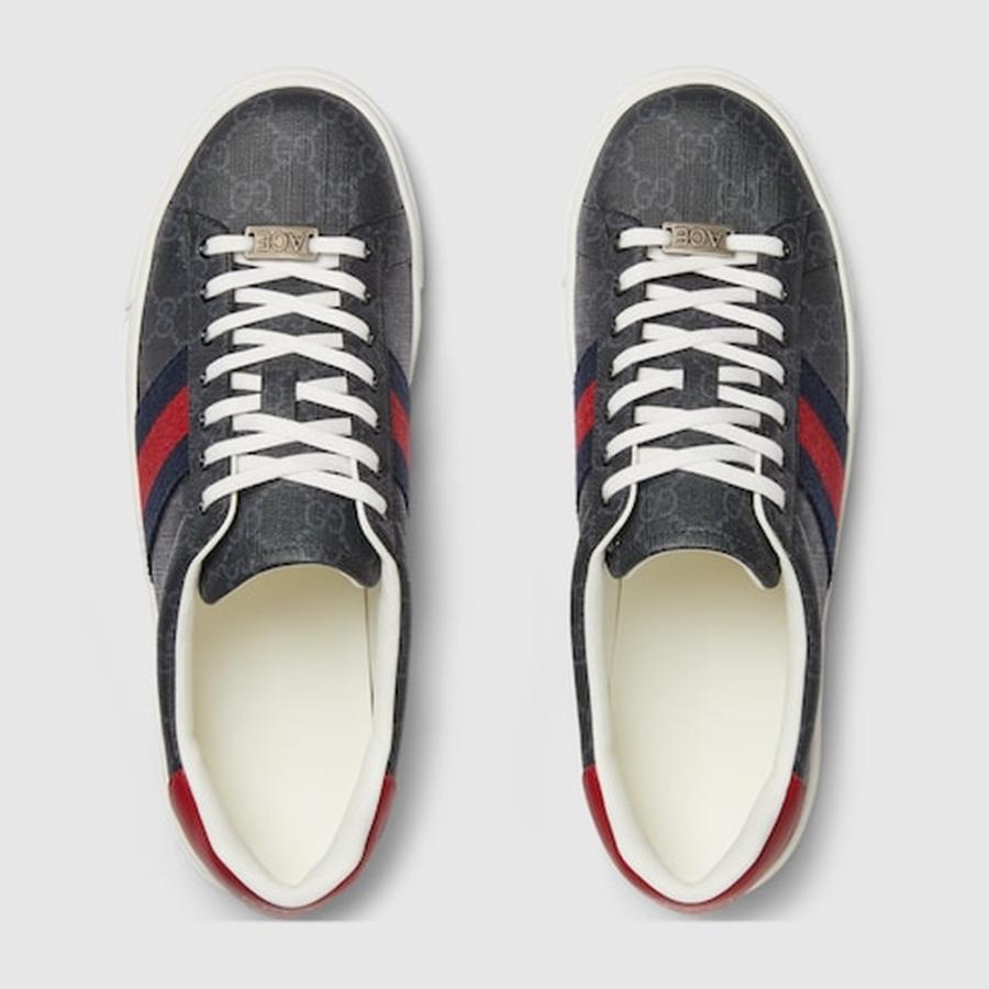グッチ GUCCI メンズ エース ウェブ ストライプ スニーカー【ブラック GGスプリーム キャンバス 】【送料無料】【正規品】の画像