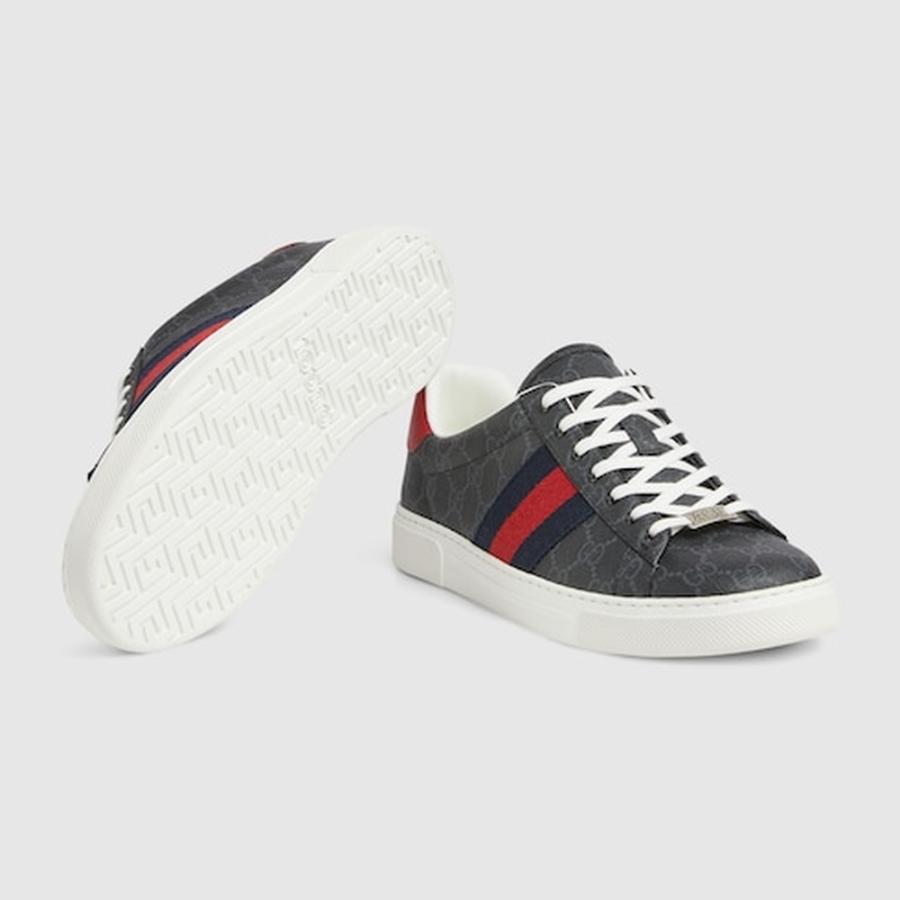 グッチ GUCCI メンズ エース ウェブ ストライプ スニーカー【ブラック GGスプリーム キャンバス 】【送料無料】【正規品】の画像