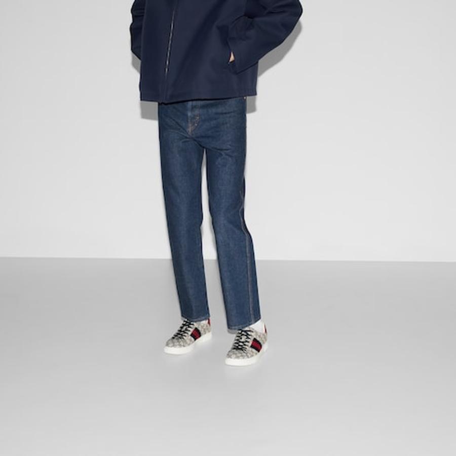 グッチ GUCCI メンズ エース ウェブ ストライプ スニーカー【ベージュ＆ブルー GGスプリーム キャンバス 】【送料無料】【正規品】の画像