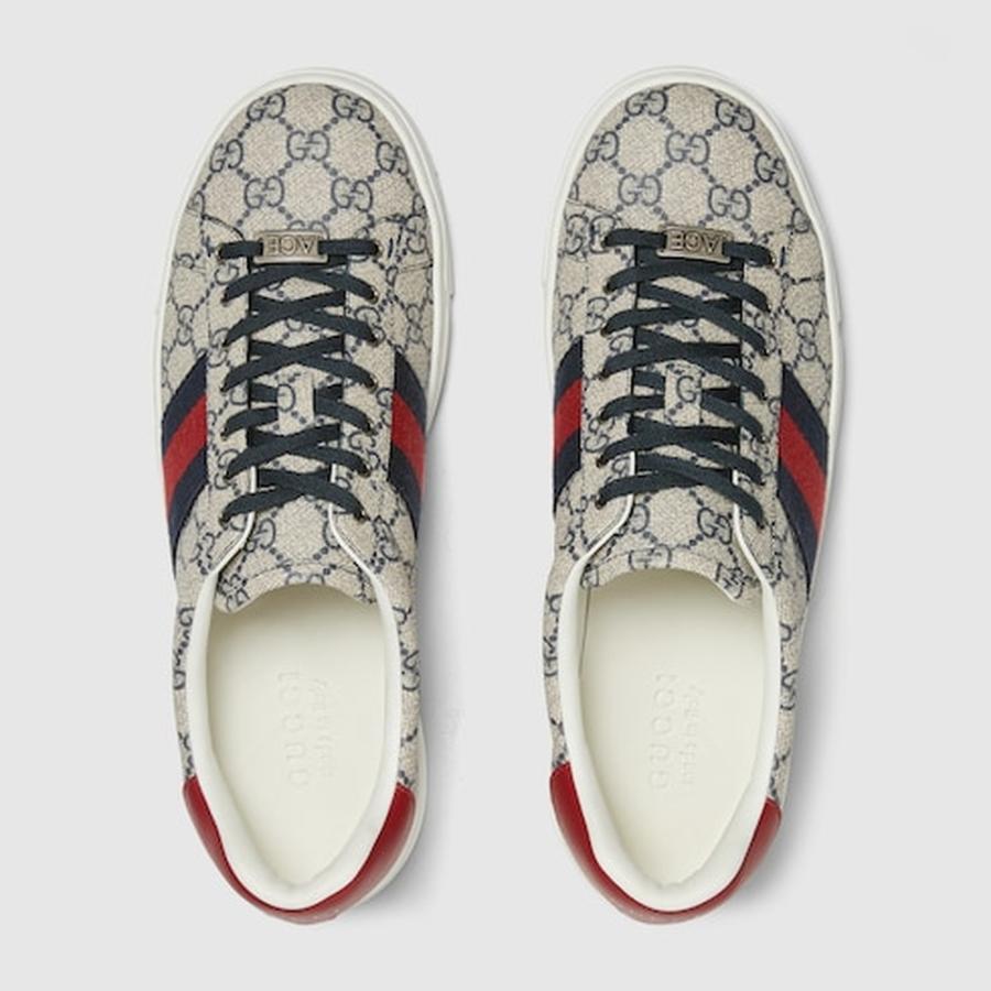 グッチ GUCCI メンズ エース ウェブ ストライプ スニーカー【ベージュ＆ブルー GGスプリーム キャンバス 】【送料無料】【正規品】の画像
