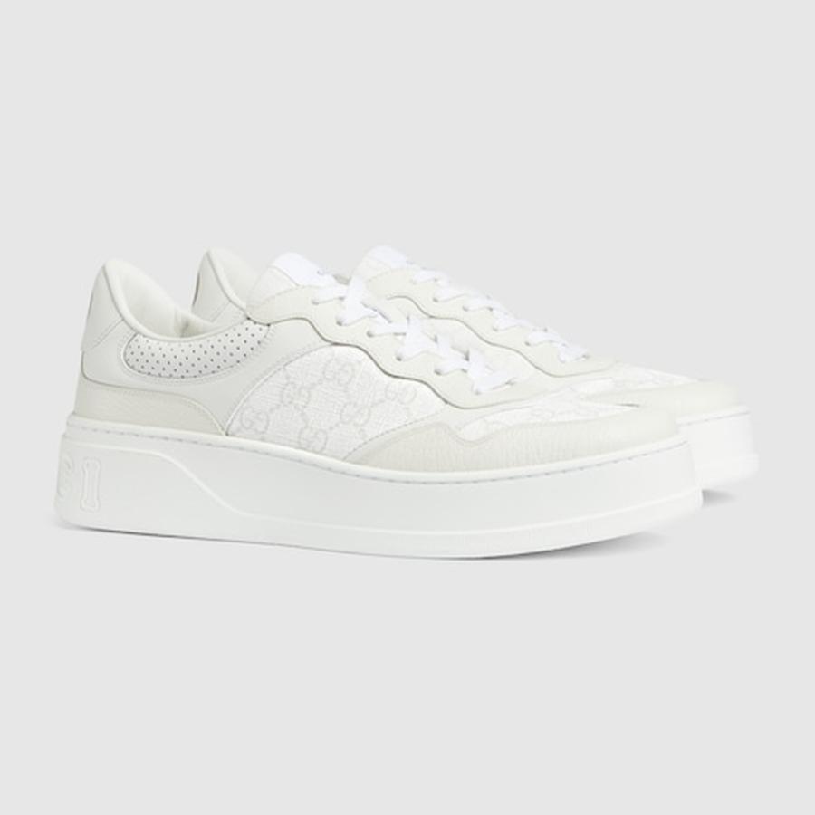グッチ GUCCI メンズ GG付き チャンキースニーカー【ホワイト＆グレー GGスプリーム キャンバス 】【送料無料】【正規品】の画像