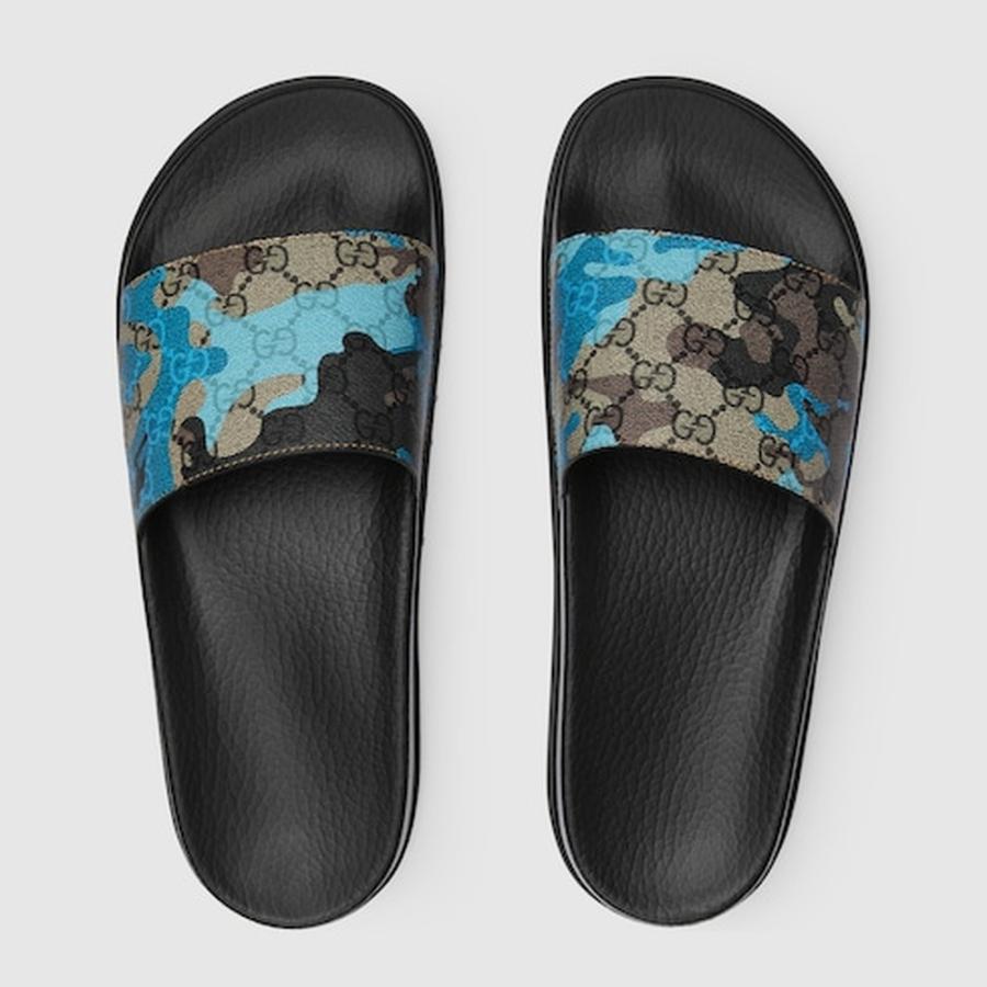 グッチ GUCCI メンズ ラグソール スライドサンダル【ブルー＆ライトブルー GG ファブリック 】【送料無料】【正規品】の画像