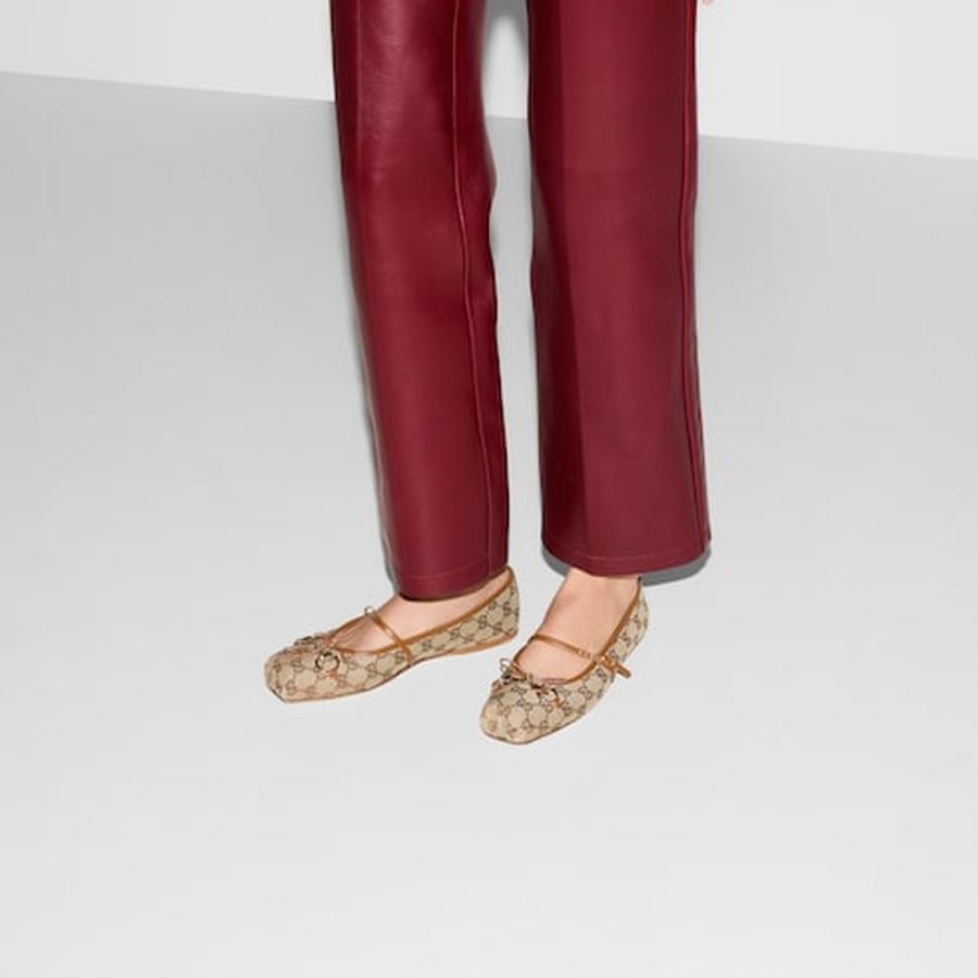 グッチ GUCCI レディース ホースビット フラットバレエシューズ【ベージュ＆ダークブラウン 】【送料無料】【正規品】の画像