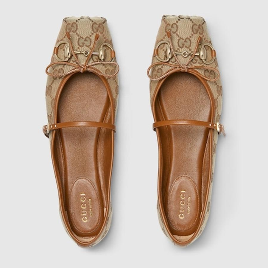 グッチ GUCCI レディース ホースビット フラットバレエシューズ【ベージュ＆ダークブラウン 】【送料無料】【正規品】の画像