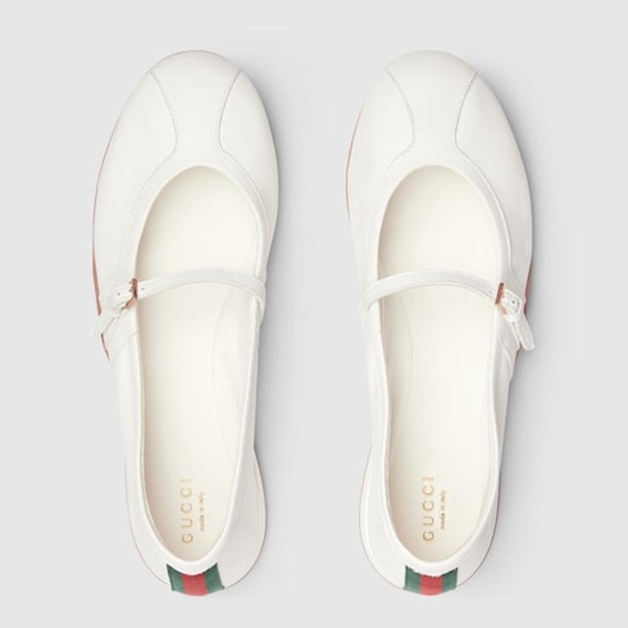 グッチ GUCCI レディース シフト バレエシューズ【ホワイト レザー 】【送料無料】【正規品】の画像