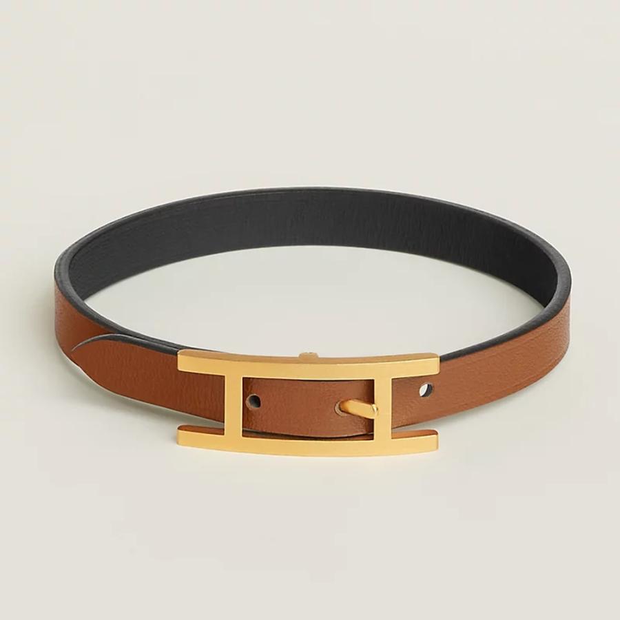 エルメス HERMES メンズ レザーブレスレット (ビーアピ)【ブラック 】【送料無料】【正規品】の画像