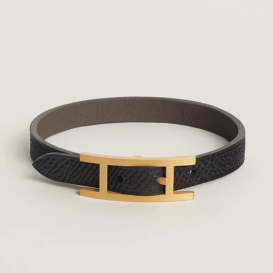 エルメス HERMES メンズ レザーブレスレット (ビーアピ)【グレー 】【送料無料】【正規品】の画像
