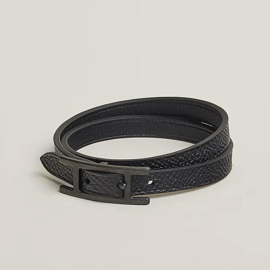 エルメス HERMES メンズ レザーブレスレット (ビーアピ) ドゥブルトゥール【ブラック 】【送料無料】【正規品】の画像