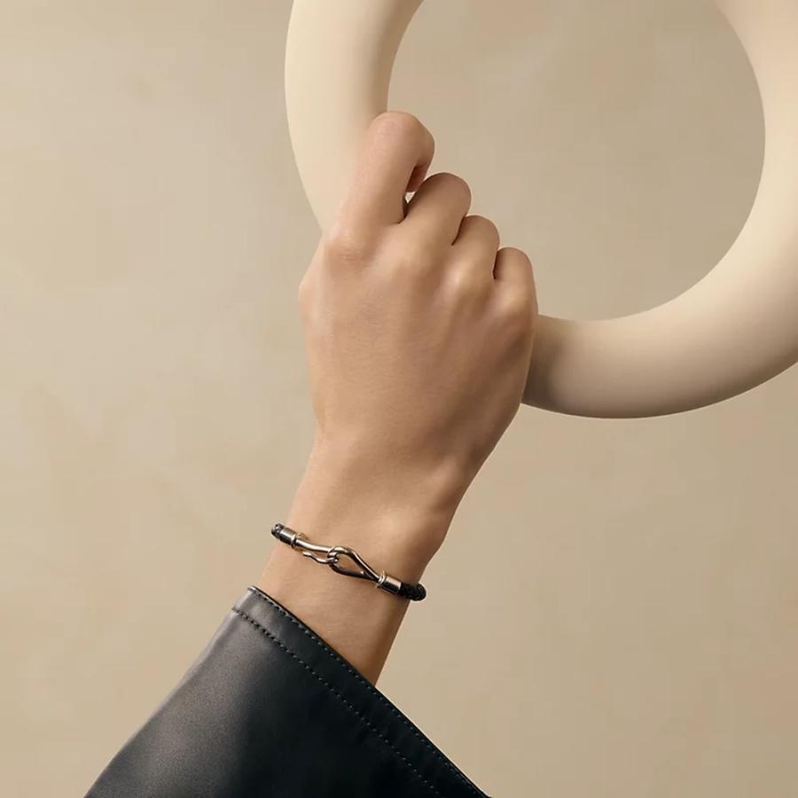 エルメス HERMES メンズ レザーブレスレット (ジャンボH)【ブラック 】【送料無料】【正規品】の画像