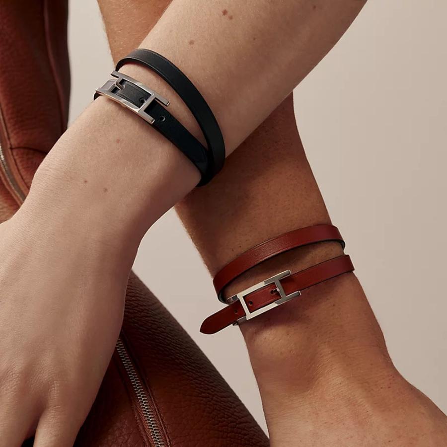 エルメス HERMES メンズ レザーブレスレット (ビーアピ) ドゥブルトゥール【ブラック 】【送料無料】【正規品】の画像