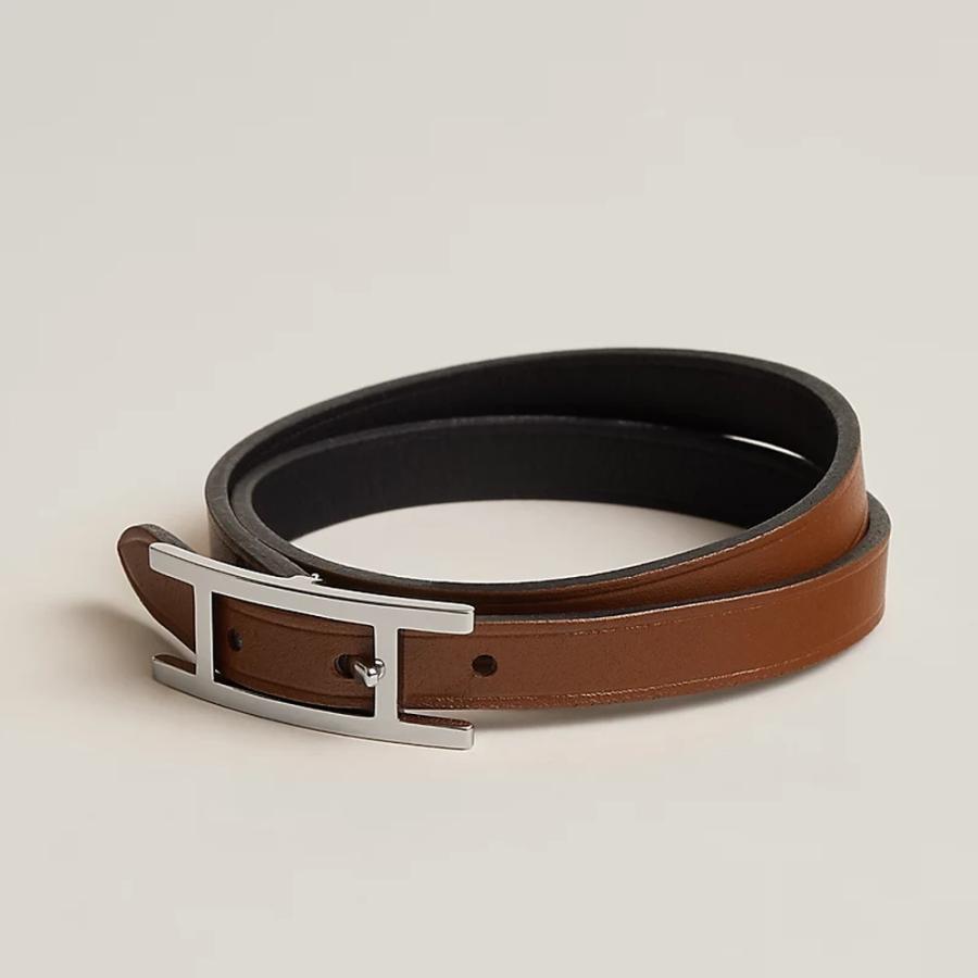 エルメス HERMES メンズ レザーブレスレット (ビーアピ) ドゥブルトゥール【ブラック 】【送料無料】【正規品】の画像