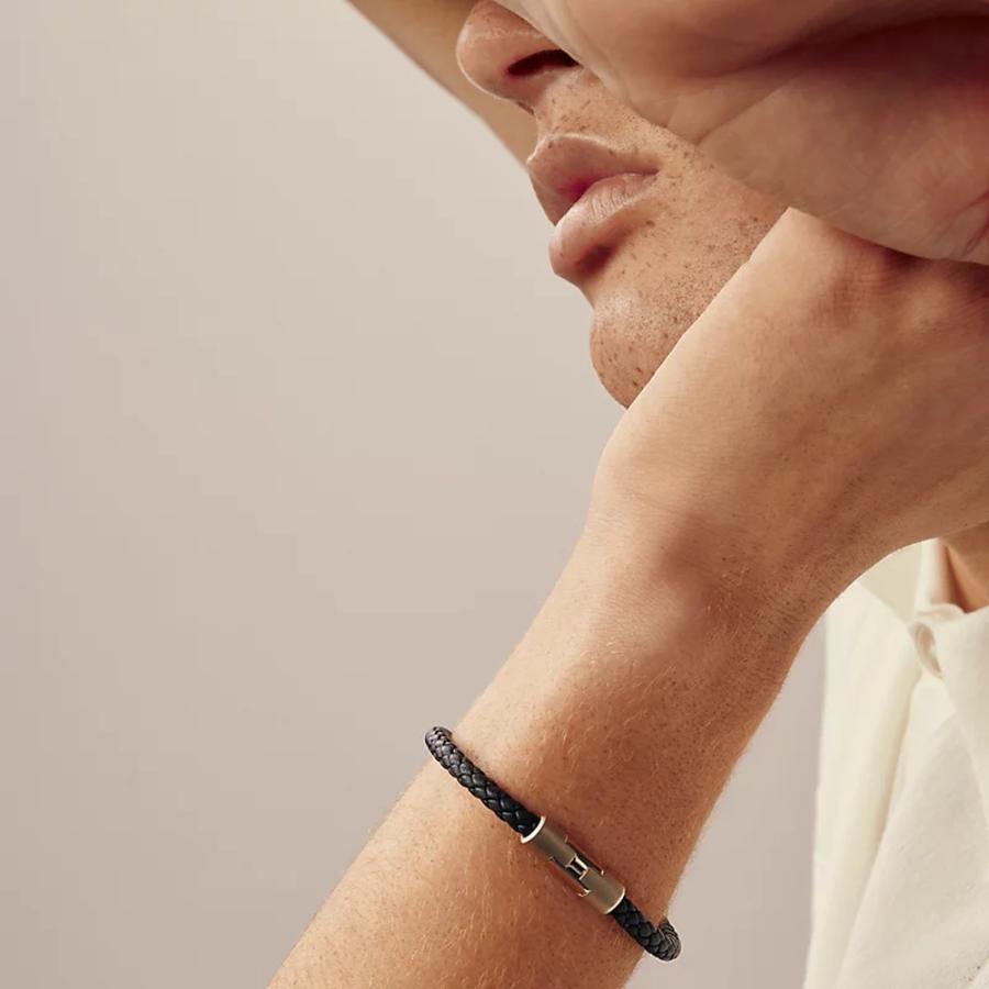 エルメス HERMES メンズ レザーブレスレット (パズルH)【ブラック 】【送料無料】【正規品】の画像