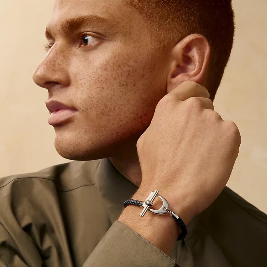 エルメス HERMES メンズ レザーブレスレット (エトリエ H)【ブラック 】【送料無料】【正規品】の画像