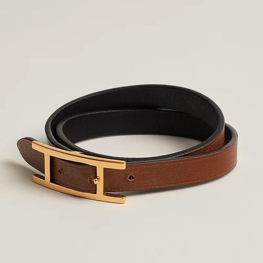 エルメス HERMES メンズ レザーブレスレット (ビーアピ) ドゥブルトゥール【ブラック 】【送料無料】【正規品】の画像