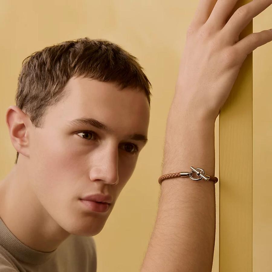 エルメス HERMES メンズ レザーブレスレット (グレナンH)【ベージュ/ナチュラル 】【送料無料】【正規品】の画像