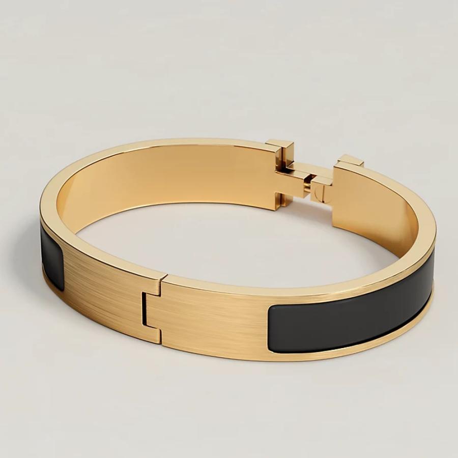 エルメス HERMES メンズ エナメルブレスレット (クリックHH)【ブラック 】【送料無料】【正規品】の画像