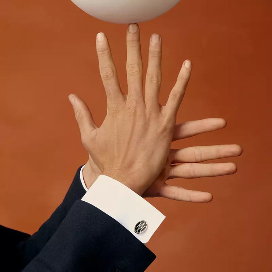 エルメス HERMES メンズ カフリンクス (Hリフト)【ブラック 】【送料無料】【正規品】の画像