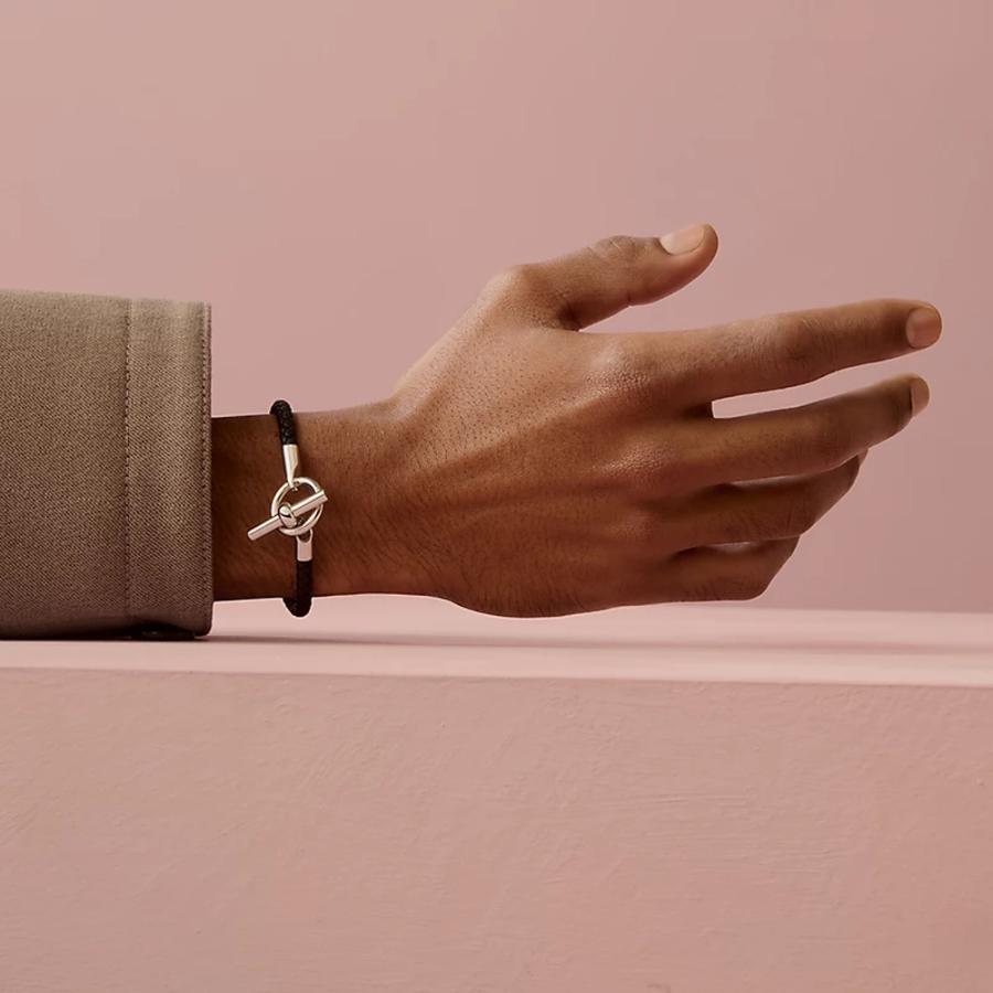 エルメス HERMES メンズ レザーブレスレット (グレナンH)【ブラック 】【送料無料】【正規品】の画像
