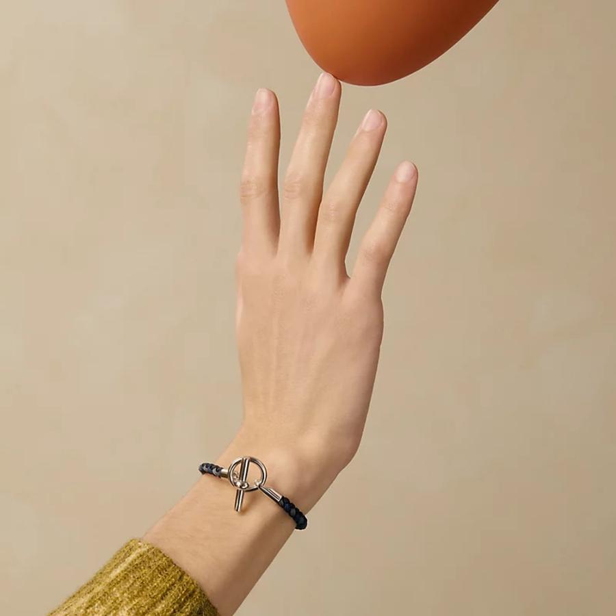 エルメス HERMES メンズ ブレスレット (グレナンH) トリオ・シルク【ブルー 】【送料無料】【正規品】の画像