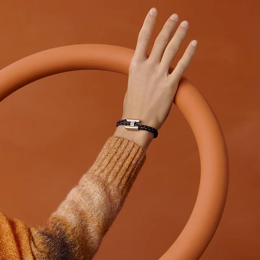エルメス HERMES メンズ ブレスレット (トゥルニ) トレッセ トリオ・シルク【ブルー 】【送料無料】【正規品】の画像