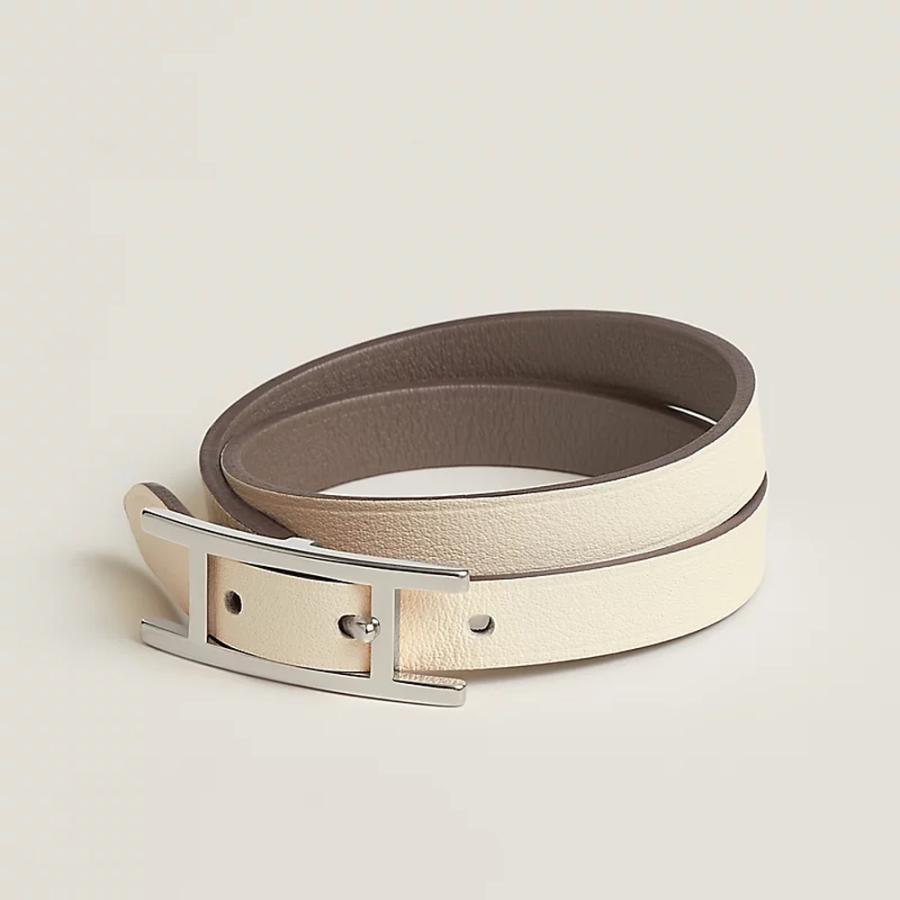 エルメス HERMES メンズ レザーブレスレット (ビーアピ) ドゥブルトゥール【ベージュ/ナチュラル 】【送料無料】【正規品】の画像
