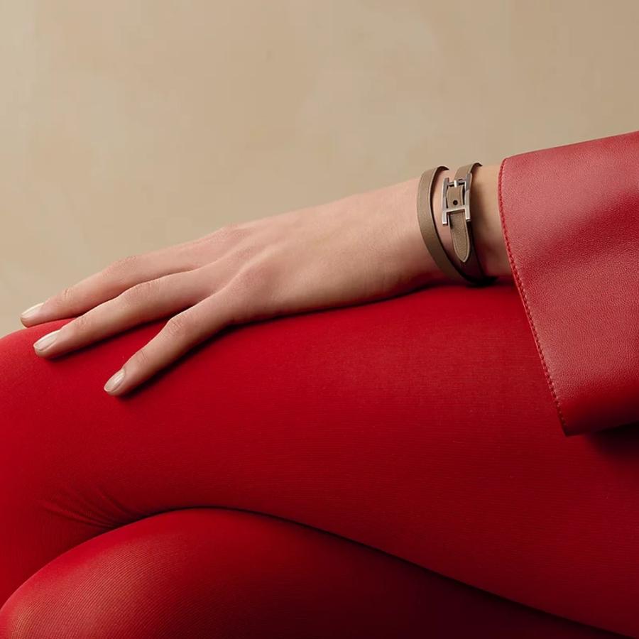 エルメス HERMES メンズ レザーブレスレット (ビーアピ) ドゥブルトゥール【ベージュ/ナチュラル 】【送料無料】【正規品】の画像