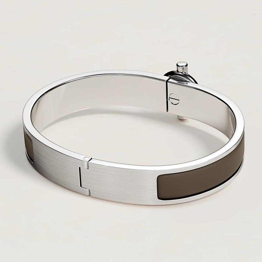 エルメス HERMES メンズ エナメルブレスレット (クリック/グレナン)【グレー 】【送料無料】【正規品】の画像