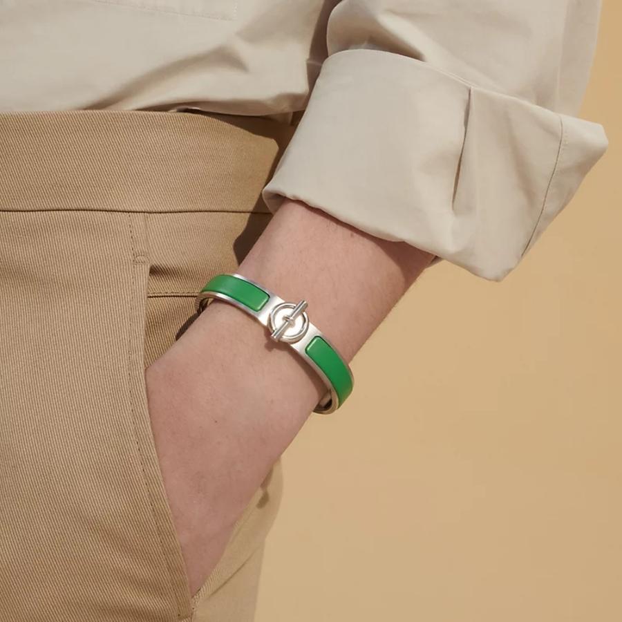 エルメス HERMES メンズ エナメルブレスレット (クリック/グレナン)【グレー 】【送料無料】【正規品】の画像