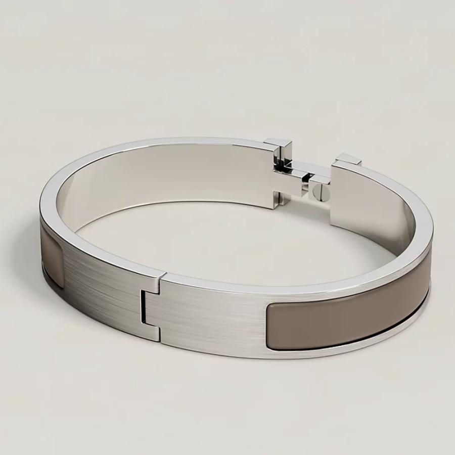エルメス HERMES メンズ エナメルブレスレット (クリックHH)【グレー 】【送料無料】【正規品】の画像
