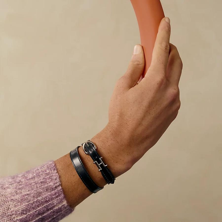 エルメス HERMES メンズ レザーブレスレット (トレンチ)【ブラック 】【送料無料】【正規品】の画像
