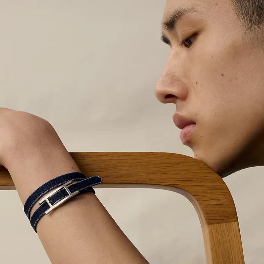 エルメス HERMES メンズ ブレスレット (ビーアピ) ドゥブルトゥール スポーツニット【ブルー 】【送料無料】【正規品】の画像