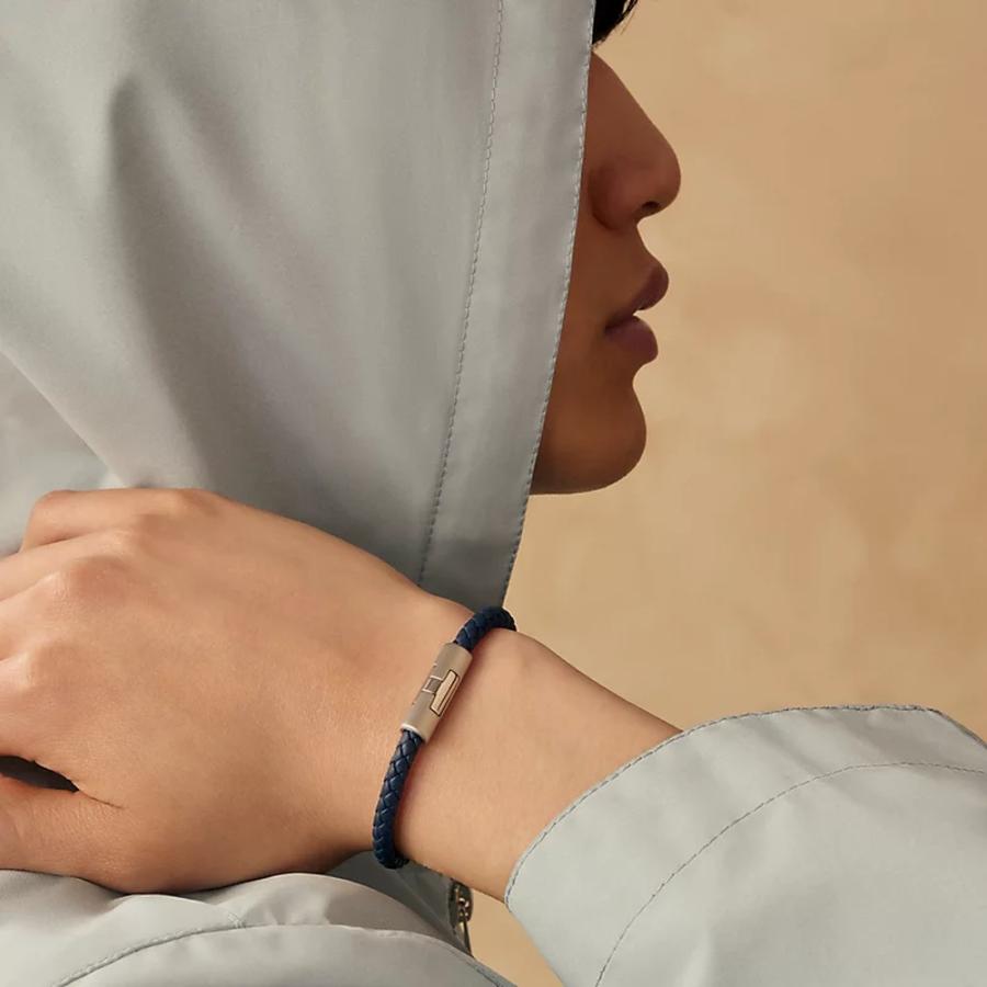 エルメス HERMES メンズ レザーブレスレット (パズルH)【ブルー 】【送料無料】【正規品】の画像