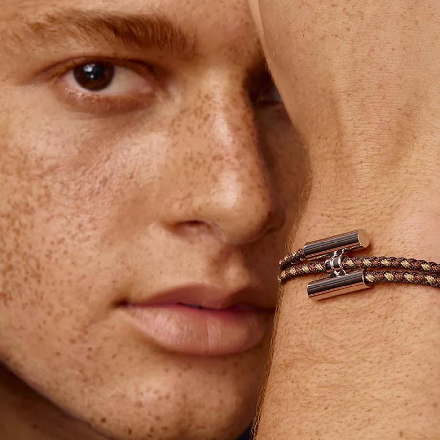 エルメス HERMES メンズ ブレスレット (トゥルニ) トレッセ トリオ・シルク【マロン 】【送料無料】【正規品】の画像